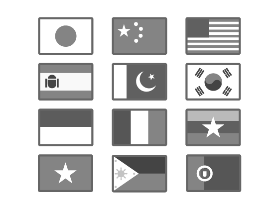 11か国の国旗のイラスト