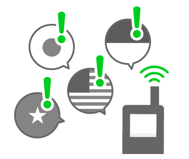 多言語での避難指示のイラスト